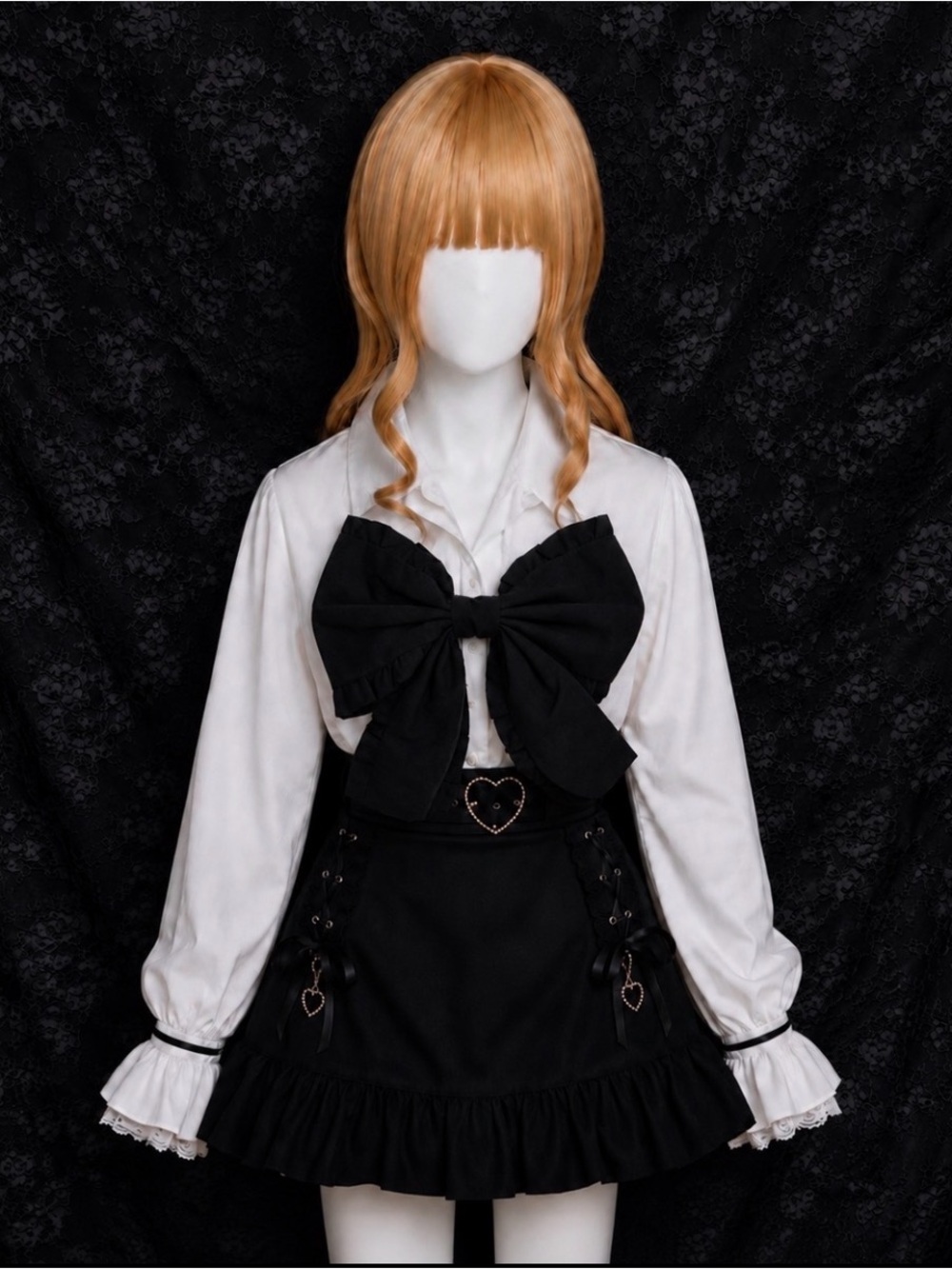 Handmade Shibuya Gothic Jirai Kei Ruffle Ribbon Neck Bow Tie Collar
